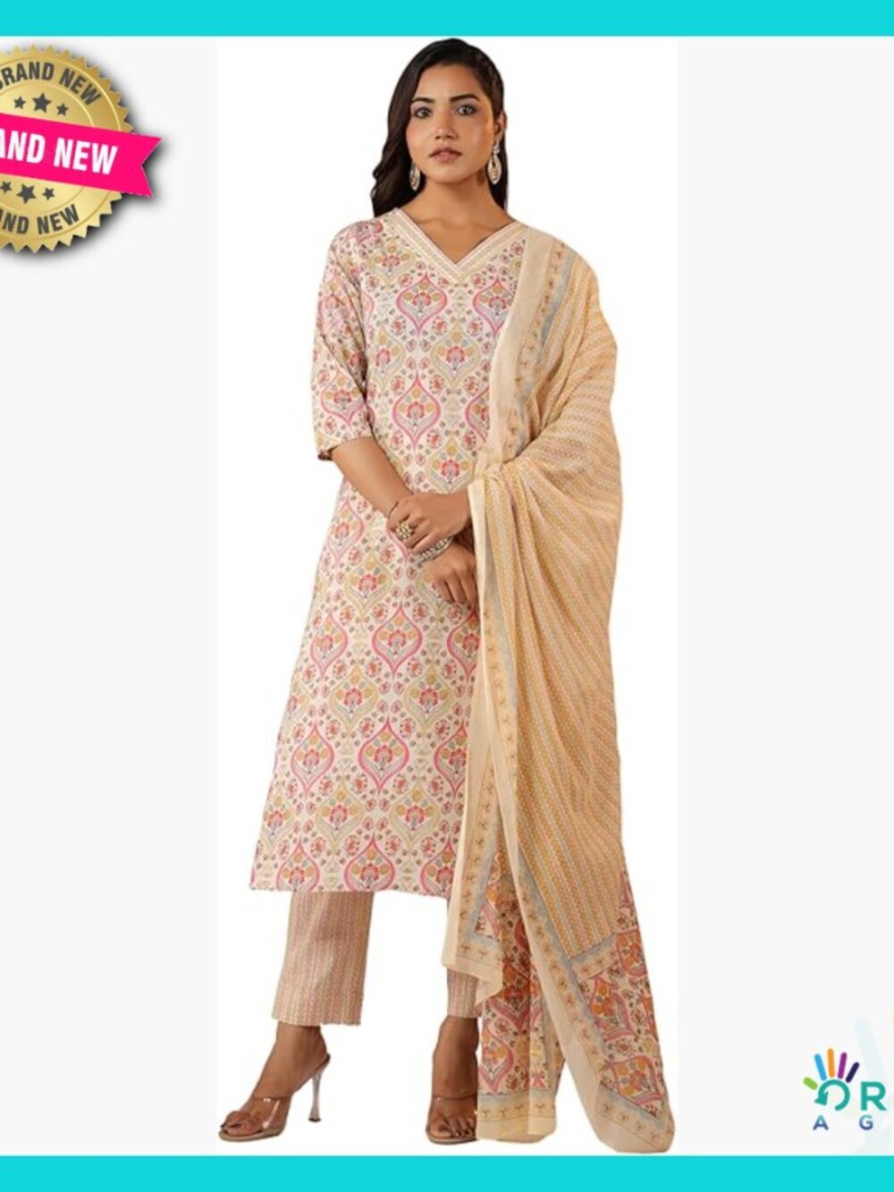 Cotton Ethnic Kurta Set Elegant Casual Wear Tunic Top with Dupatta